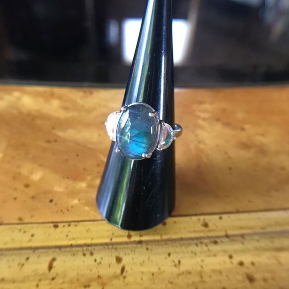 Natural Labradorite Mystic Topaz Sterling Silver Ring Size 7 - Picture 8 of 8
